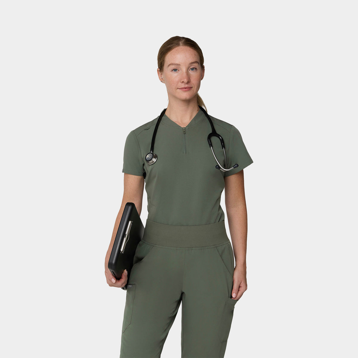 Women's 2-Pocket 1/4-Zip Scrub Top