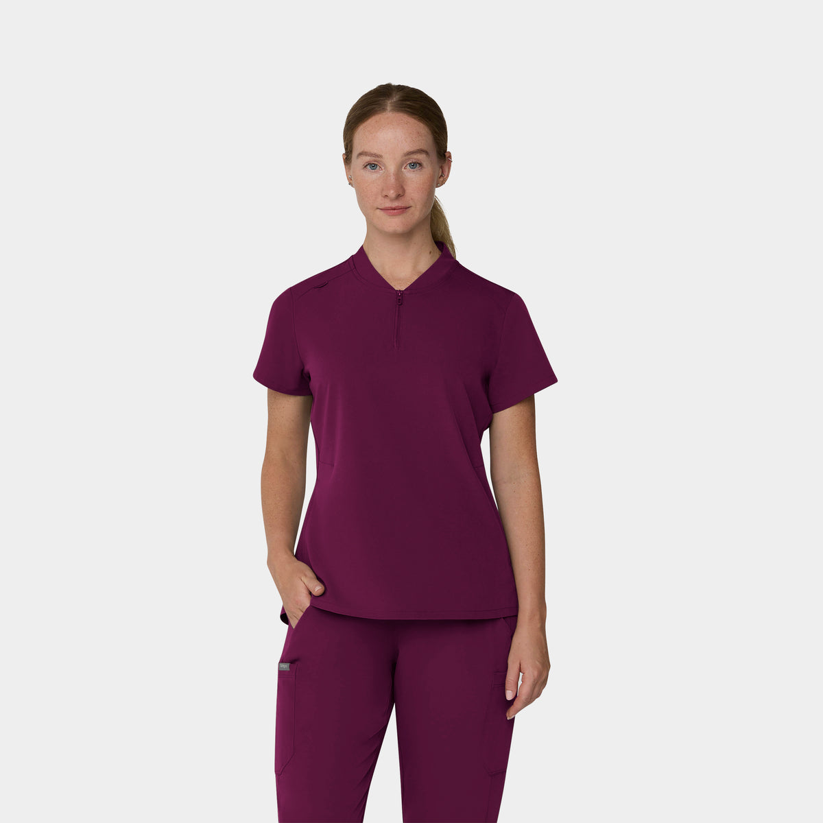 Women's 2-Pocket 1/4-Zip Scrub Top