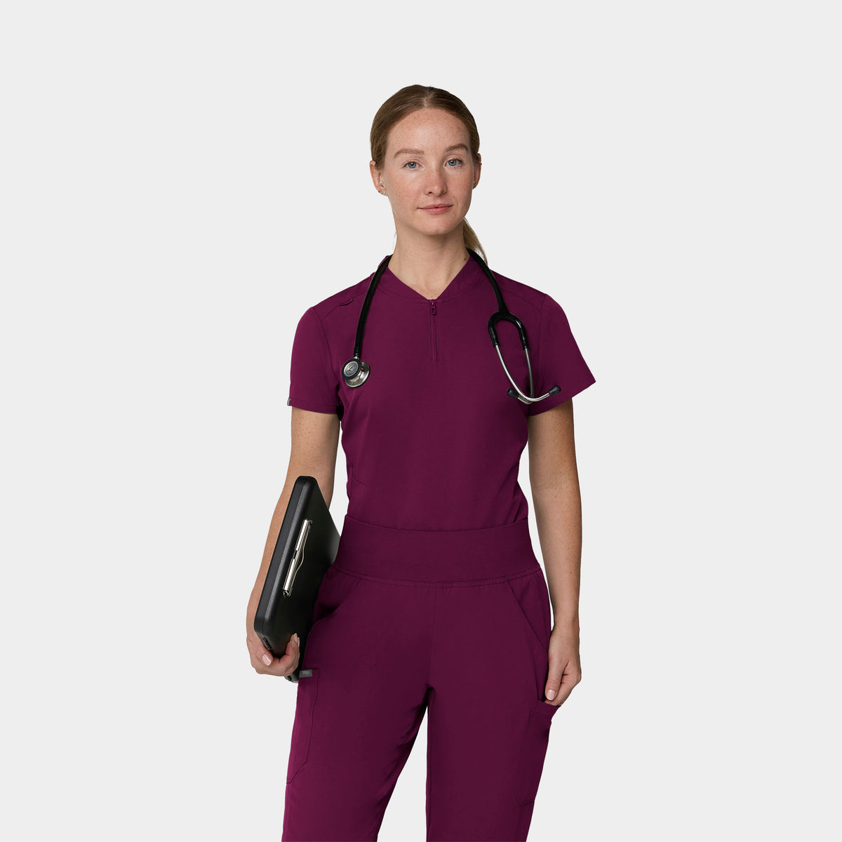 Women's 2-Pocket 1/4-Zip Scrub Top