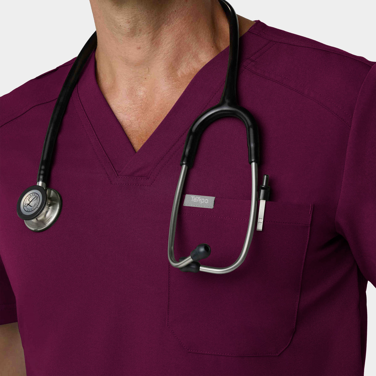 Men's Tuckable 1-Pocket V-Neck Scrub Top